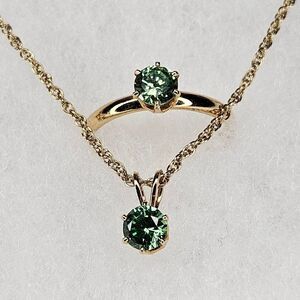 Green Garnet Gemstone Ring and Necklace